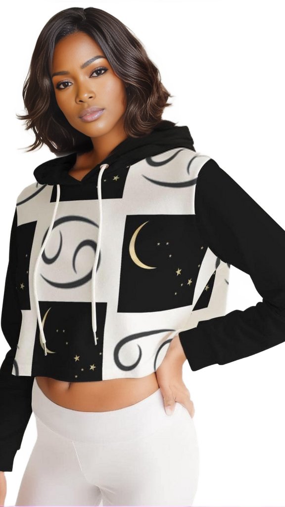 Cancer Moon Womens Cropped Hoodie - women's cropped hoodie at TFC&H Co.