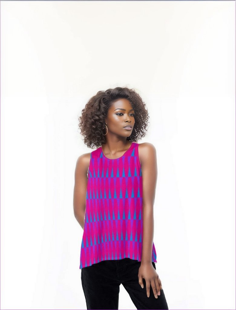 pink Candy Checkered Womens Loose Tank Top - women's tank top at TFC&H Co.