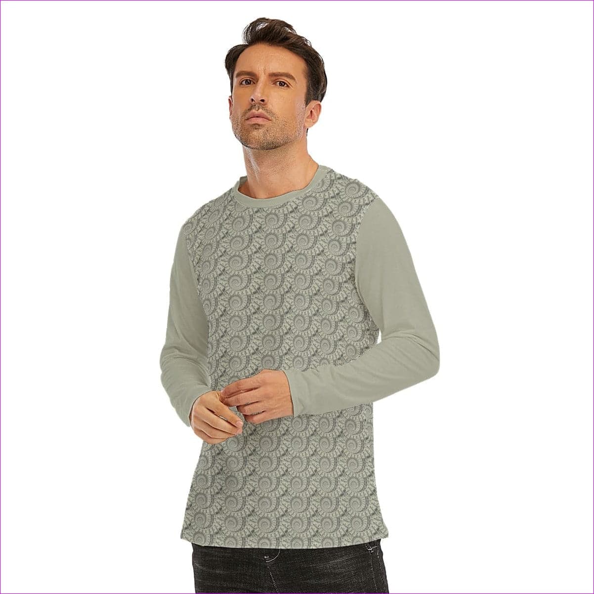 Khaki Cash Long Sleeve T-Shirt | 100% Cotton - Men's T-Shirts at TFC&H Co.