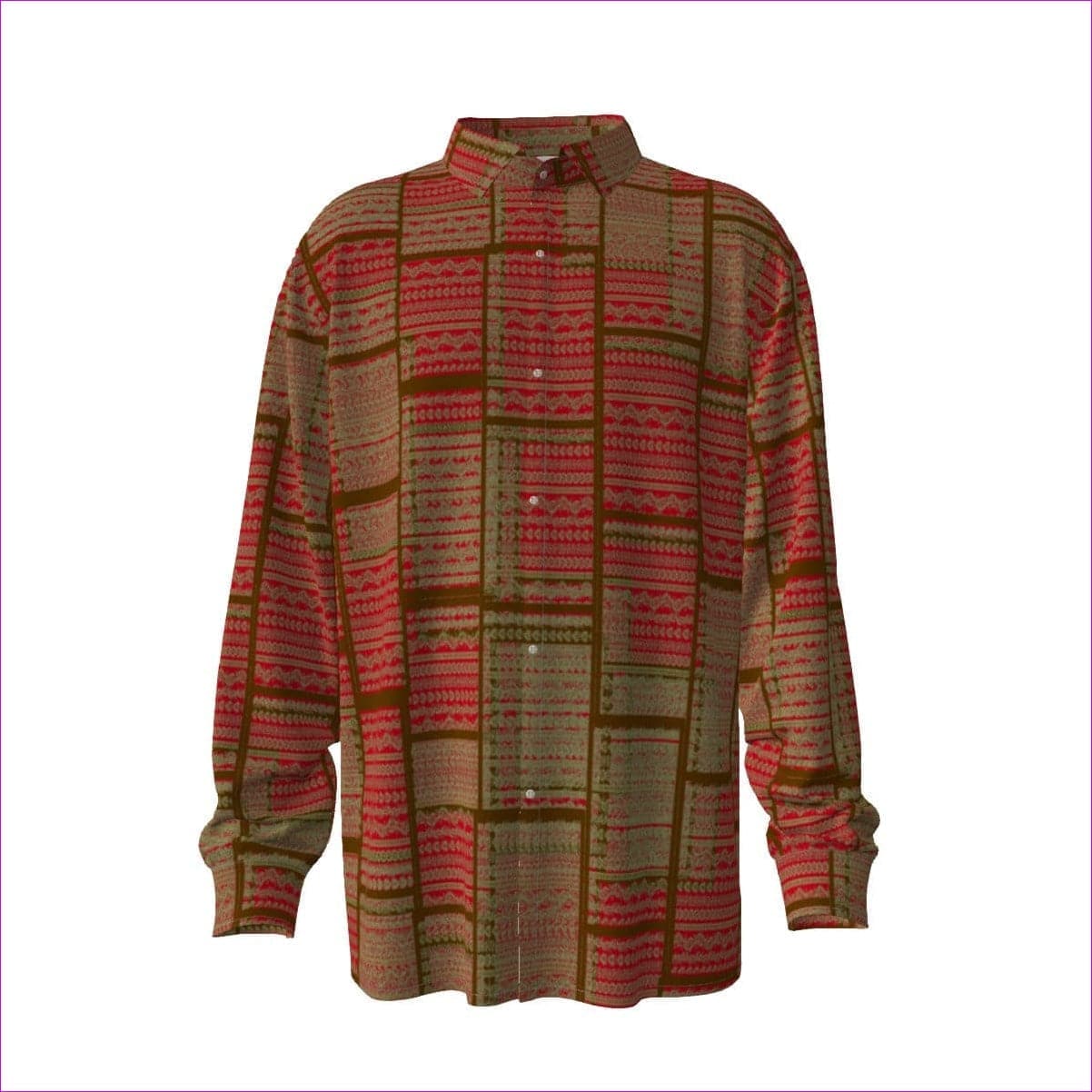 Red - Chained 2 Men's Imitation Silk Long-Sleeved Shirt - mens button-up shirt at TFC&H Co.