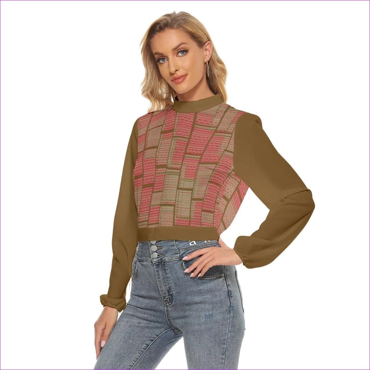 Brown Chained 2 Womens Open Back Tie Blouse - women's top at TFC&H Co.