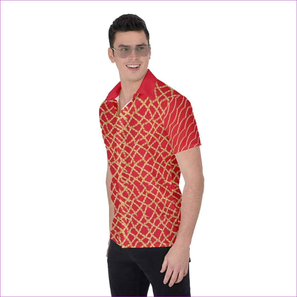 Chained Men's Button-Up - Red - men's button-up shirt at TFC&H Co.