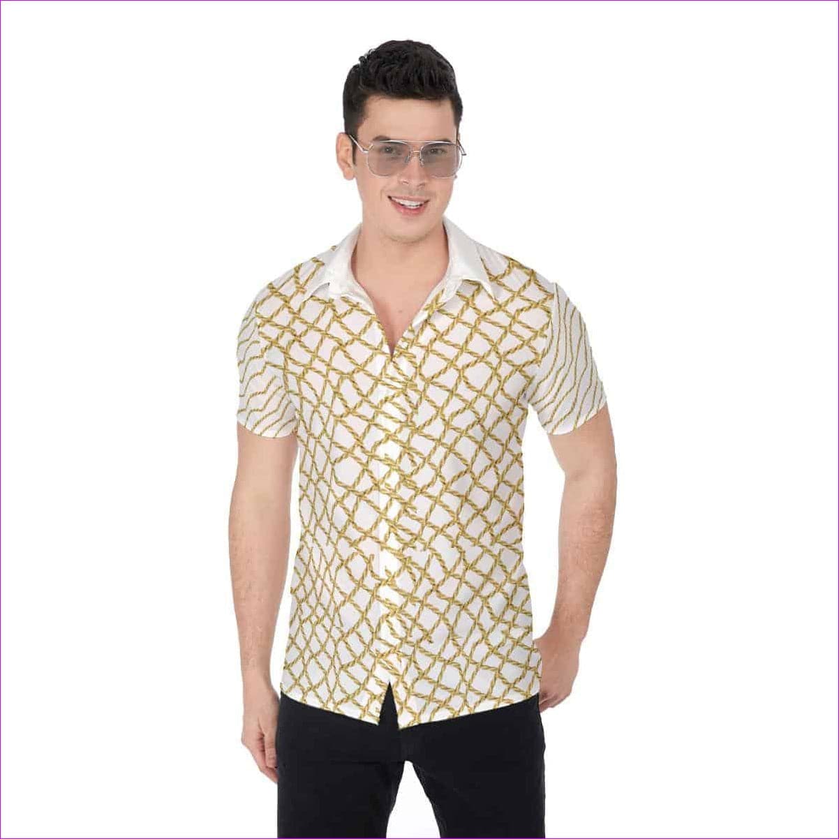 Chained Men's Button-Up - White - men's button-up shirt at TFC&H Co.