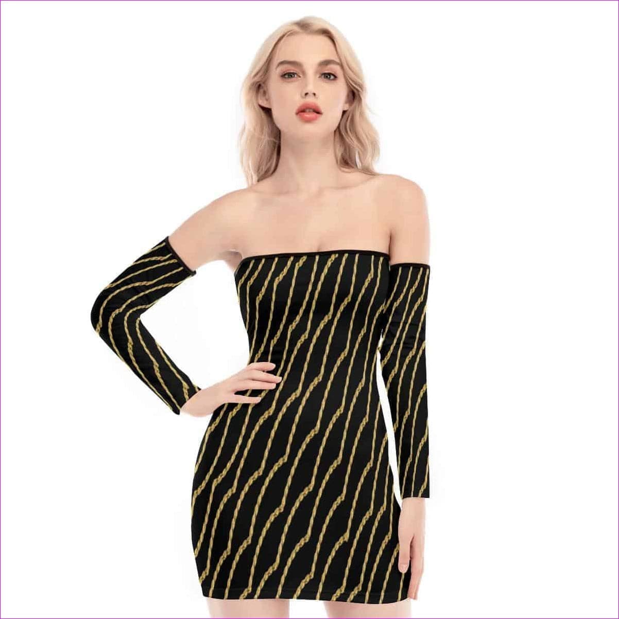 Black Chained Womens Back Lace-up Dress - women's dress at TFC&H Co.