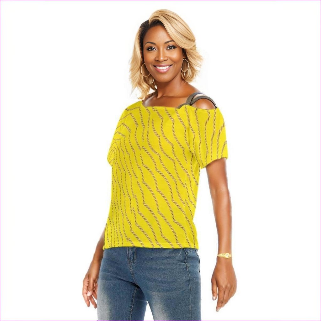 Chained Womens T-shirt With Gold Shoulder Band - women's top at TFC&H Co.