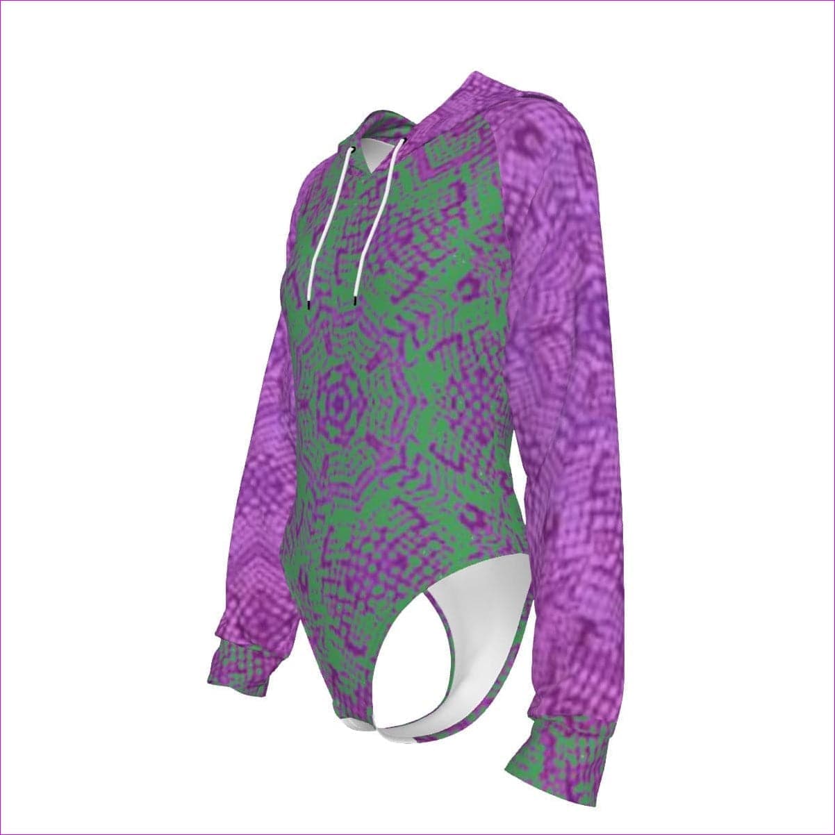 Chameleon Snake Womens Raglan Sleeve Hooded Bodysuit - women's bodysuit at TFC&H Co.