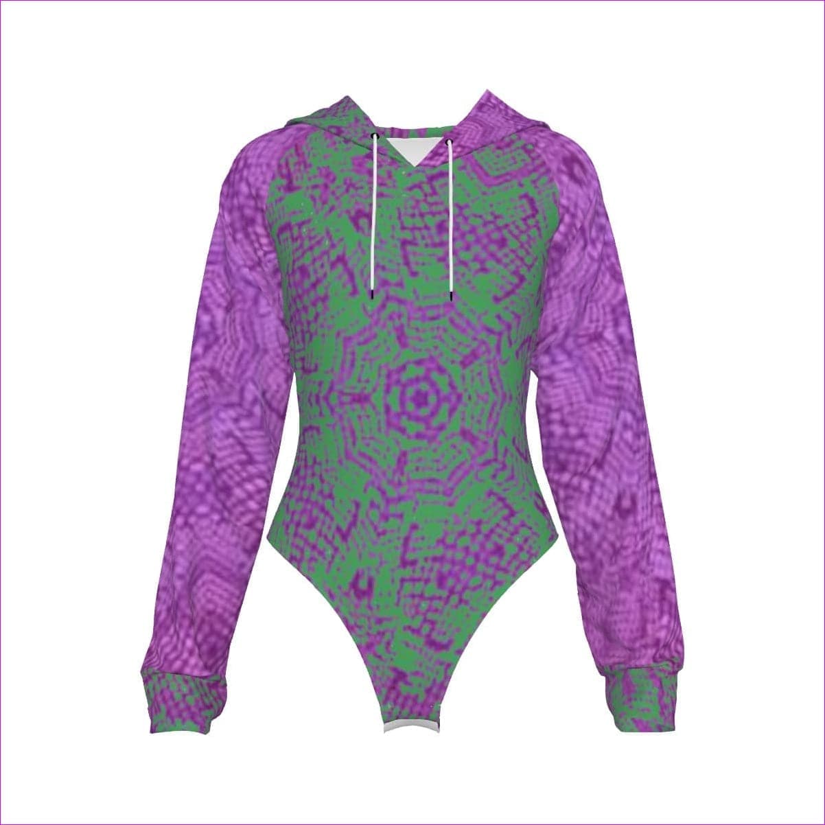 Purple Chameleon Snake Womens Raglan Sleeve Hooded Bodysuit - women's bodysuit at TFC&H Co.