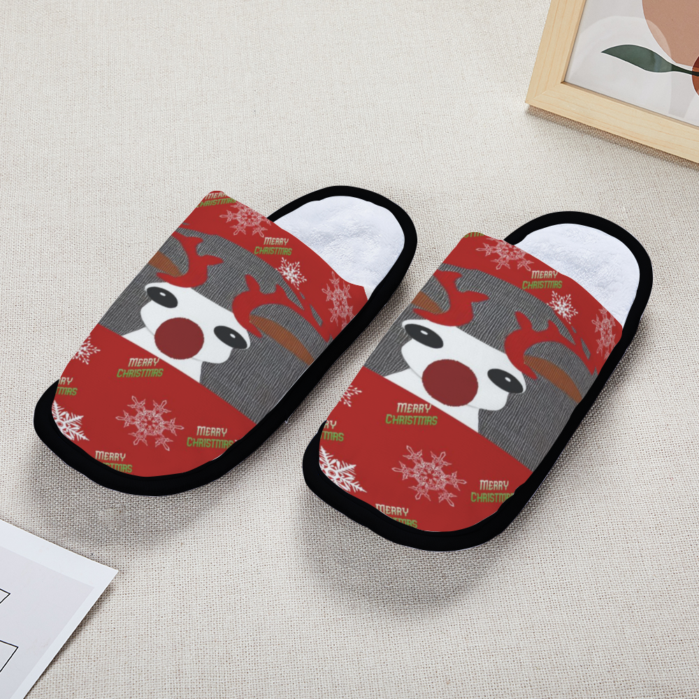 - Christmas Reindeer Adults' Flannel Christmas Slippers - unisex slippers at TFC&H Co.