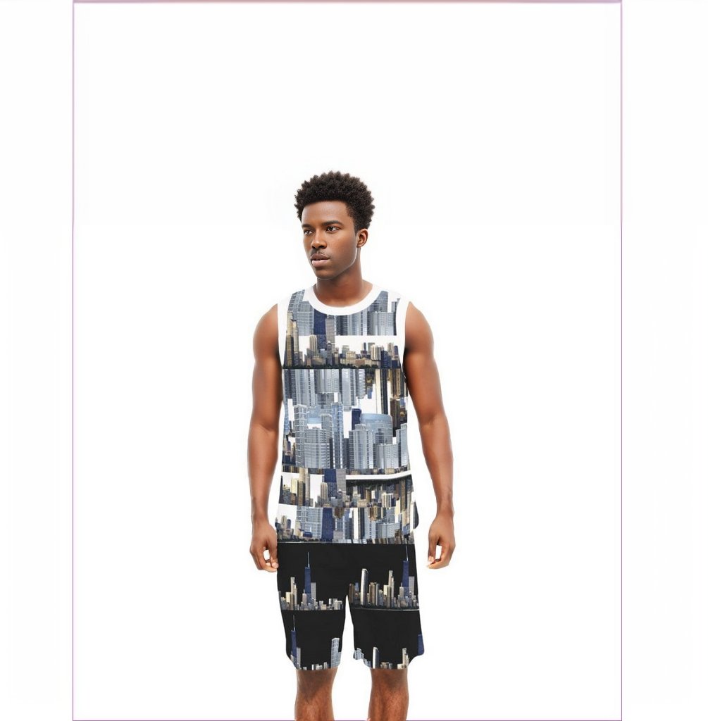 multi-colored City Blocks Men's Basketball Suit - men's basketball set at TFC&H Co.