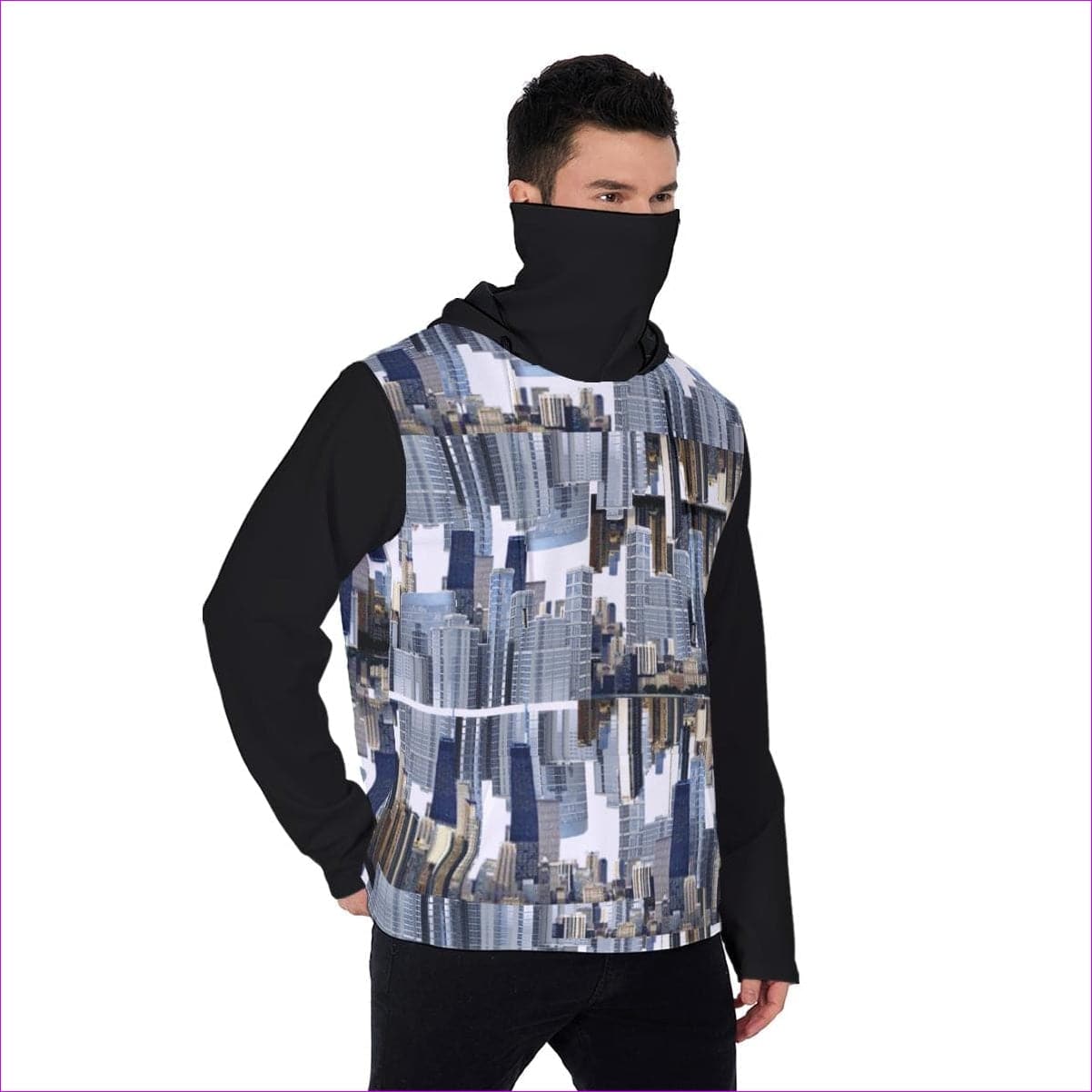 City Blocks Men's Heavy Fleece Hoodie With Mask - men's hoodie with face mask at TFC&H Co.