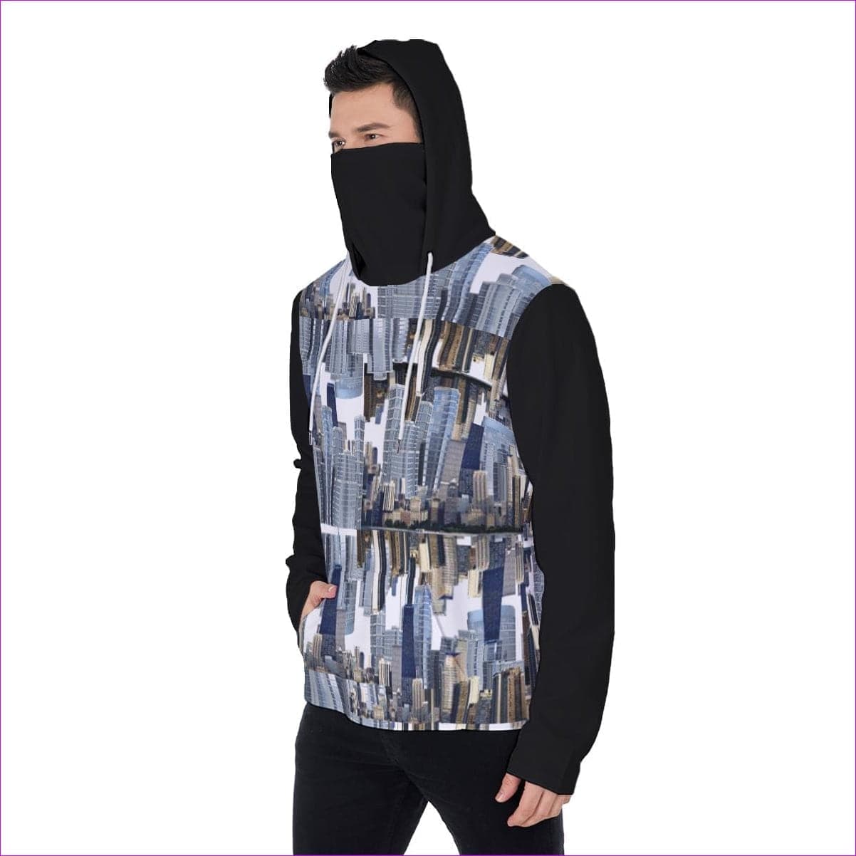 City Blocks Men's Heavy Fleece Hoodie With Mask - men's hoodie with face mask at TFC&H Co.