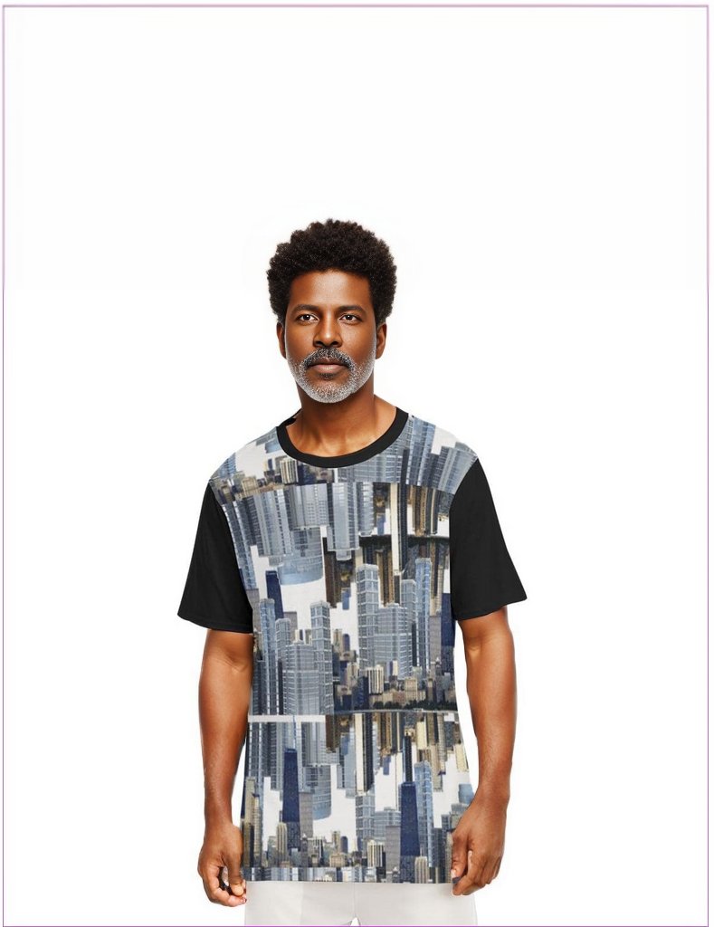 Black - City Blocks Men's O-Neck T-Shirt | 100% Cotton - mens t-shirt at TFC&H Co.