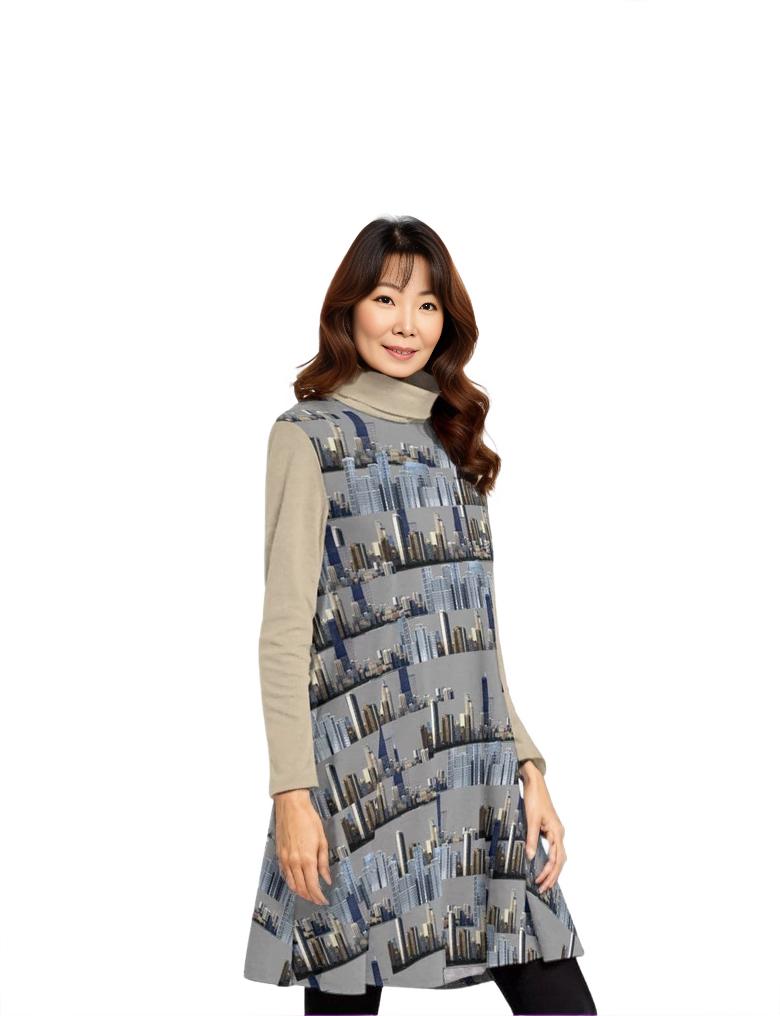 - City Blocks Womens High Neck Dress With Long Sleeve - womens dress at TFC&H Co.