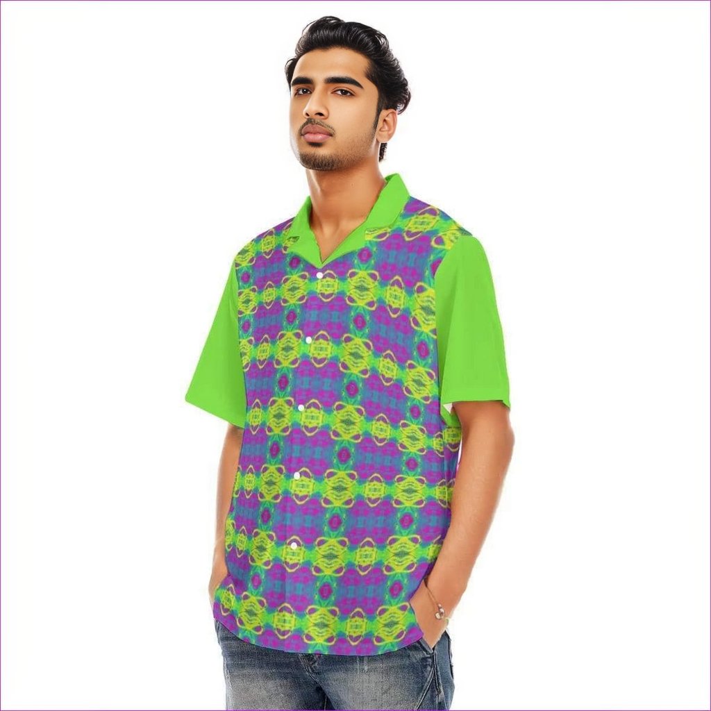 Club Lights Men's Hawaiian Shirt With Button Closure - men's button-up shirt at TFC&H Co.