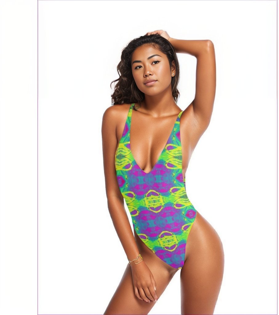 Club Lights Womens Halter Straps Backless Swimsuit - 3 strap options - women's one piece swimsuit at TFC&H Co.