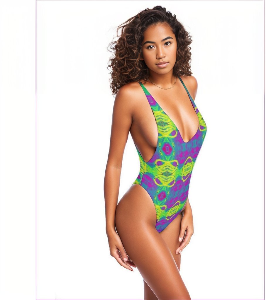 Club Lights Womens Halter Straps Backless Swimsuit - 3 strap options - women's one piece swimsuit at TFC&H Co.