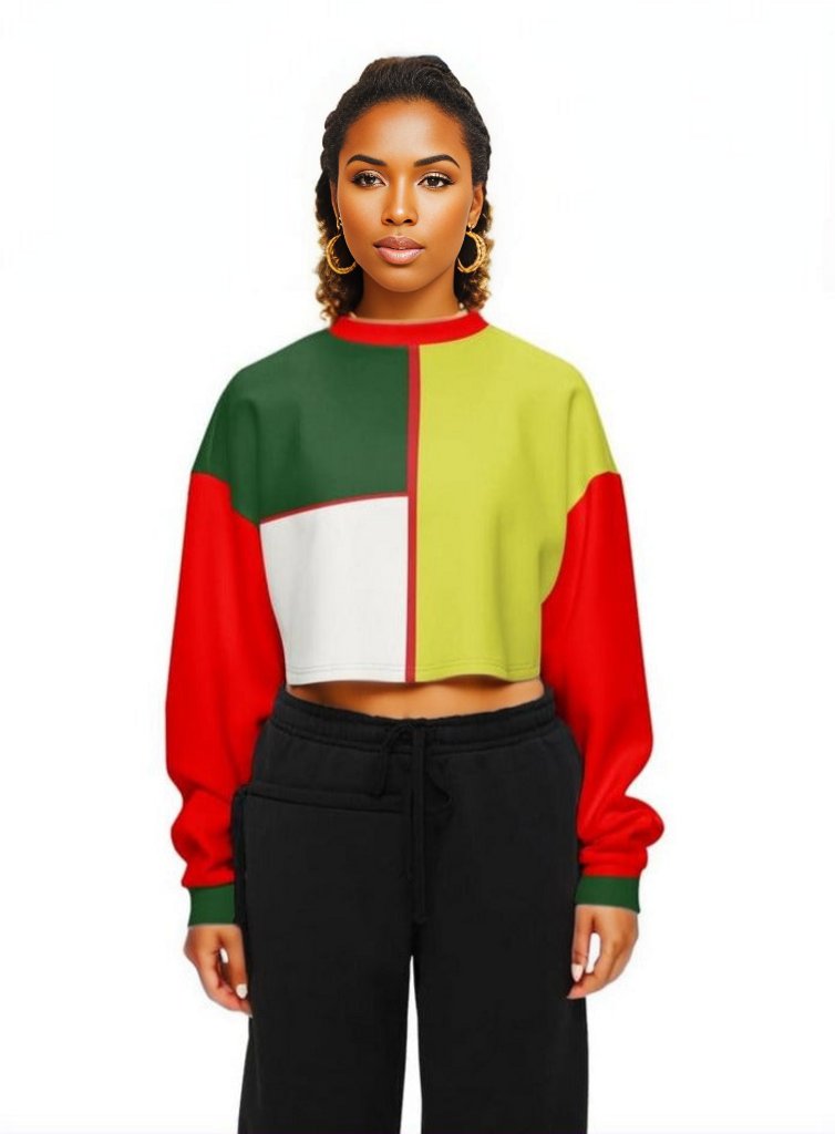 Color Block Astute Women's Premium Cropped Crewneck Sweatshirt - women's  cropped sweatshirt at TFC&H