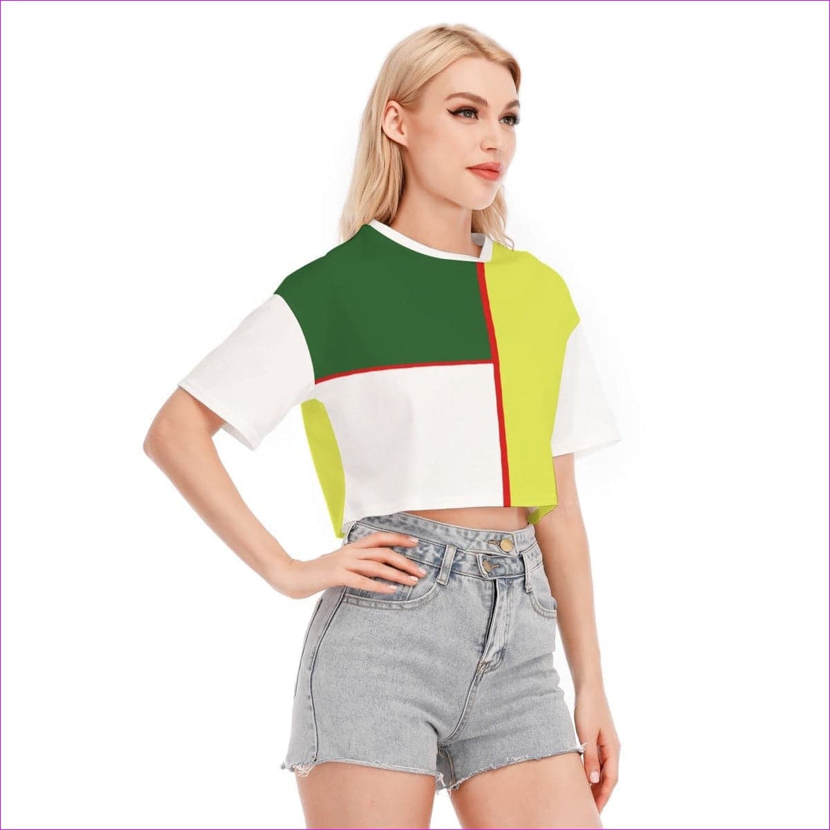 - Color Block Astute Womens Cropped T-shirt | 100% Cotton - womens cropped tee at TFC&H Co.