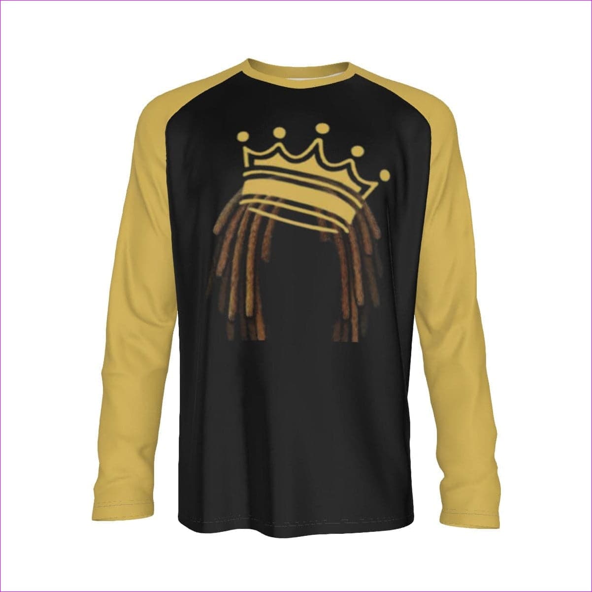 Black Gold - Crowned Dreadz Men's Raglan Long Sleeve T-shirt | 100% Cotton - mens t-shirt at TFC&H Co.