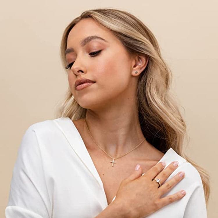 Cubic Zirconia Cross Necklace - necklace at TFC&H Co.