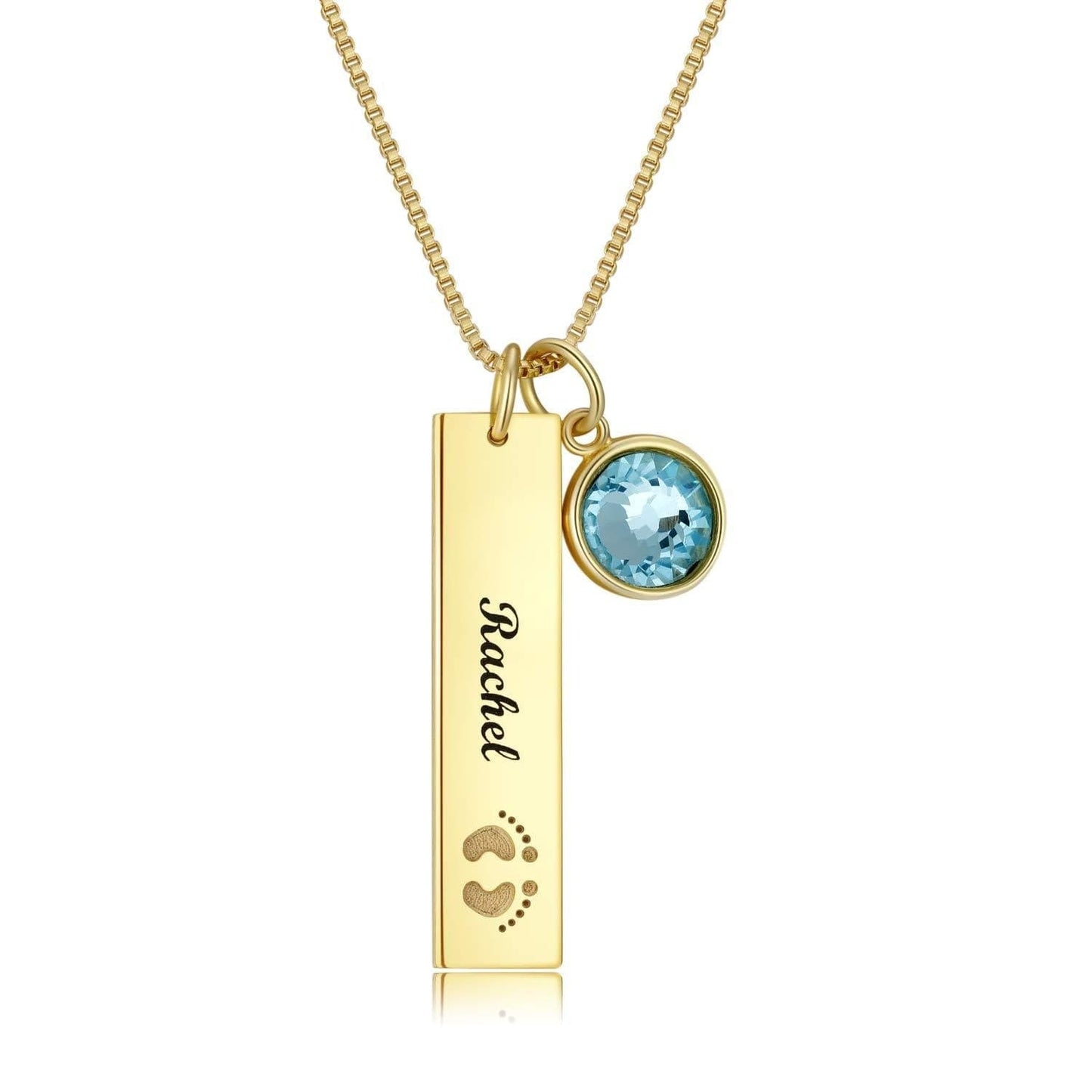 Customizable Name Rectangle Graphic Birthstone Necklace - necklace at TFC&H Co.