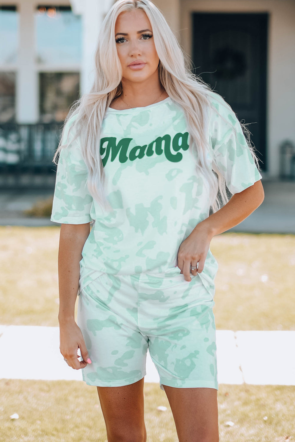 MINT - Women Printed Letter Graphic Lounge Set - Mommy & Me - womens short set at TFC&H Co.