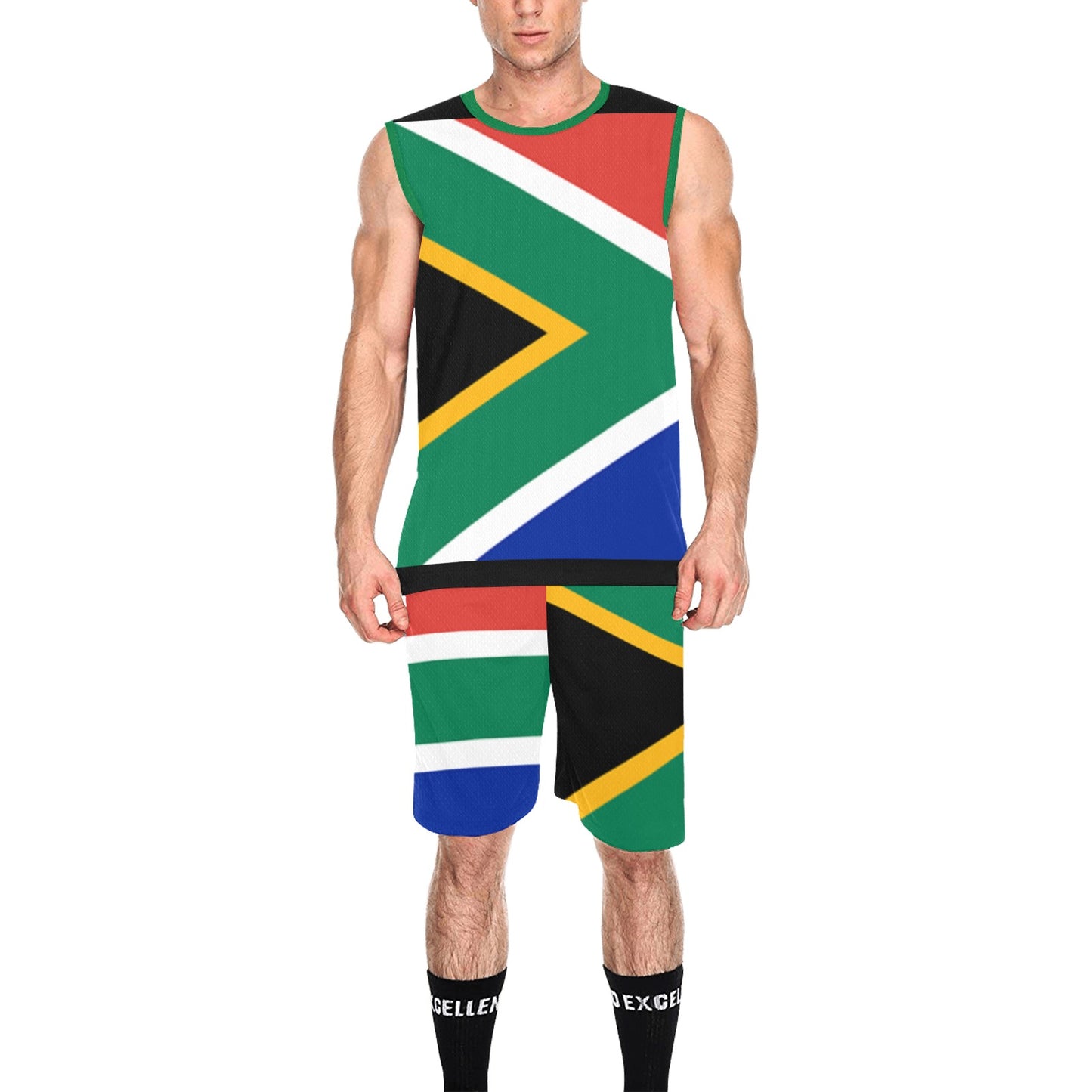 ZA Flag Men's Basketball Tracksuit - men's short set at TFC&H Co.
