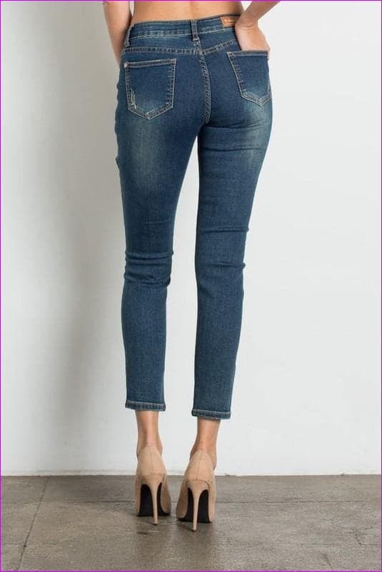 Dark Wash Ripped Premium Jeans - women's jeans at TFC&H Co.