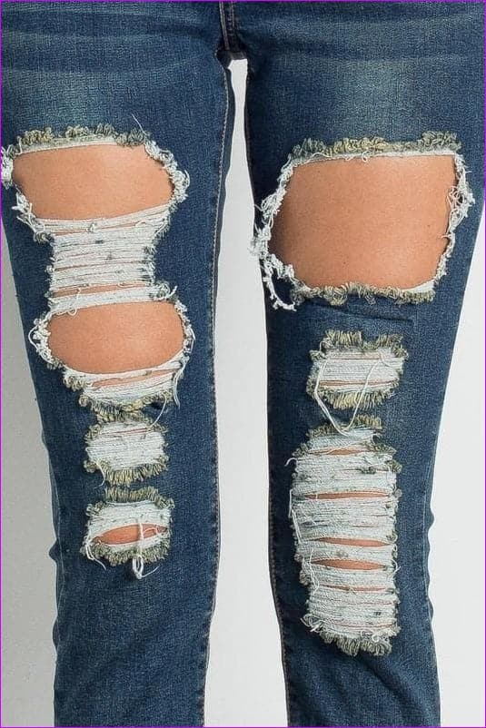 Dark Wash Ripped Premium Jeans - women's jeans at TFC&H Co.