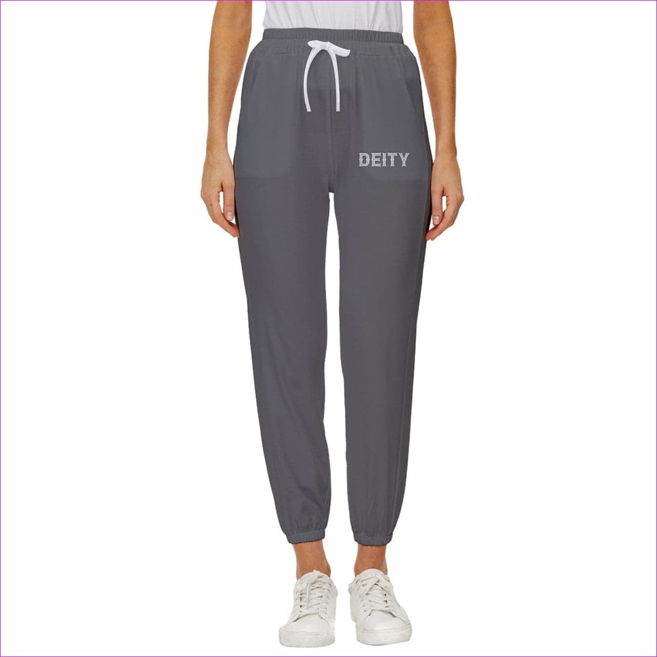 - Deity Cropped Drawstring Pants - Dark Gray - womens sweatpants at TFC&H Co.