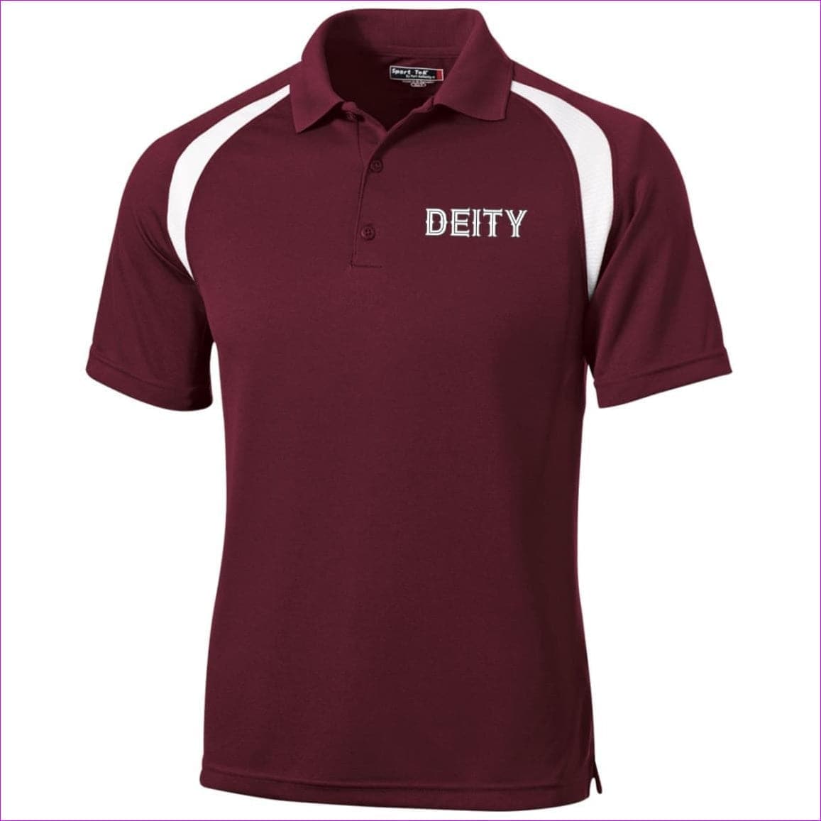 Maroon White - Deity Moisture-Wicking Golf Shirt - Mens Polo Shirts at TFC&H Co.