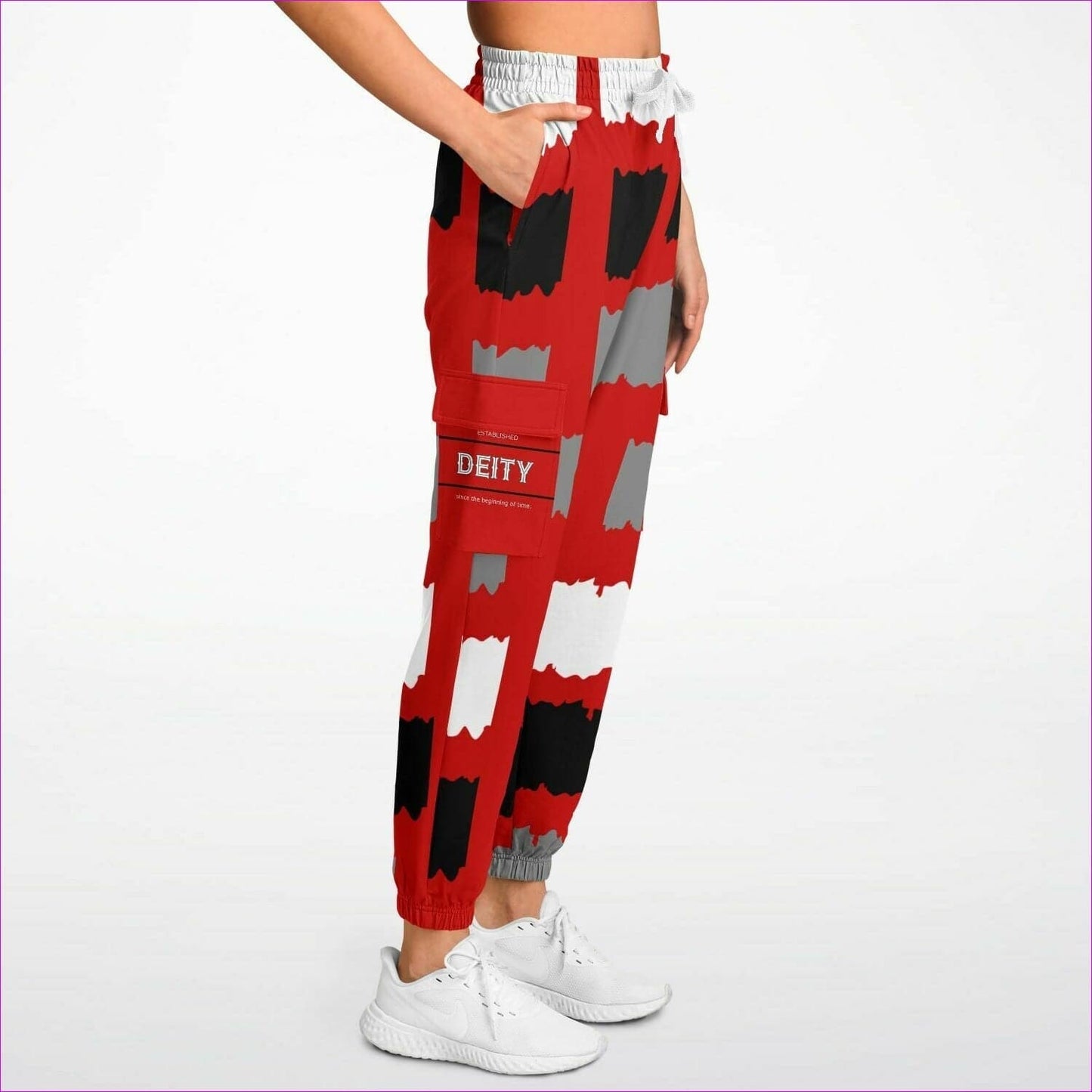 Deity Premium Cargo Sweatpants in Red - Fashion Cargo Sweatpants - AOP at TFC&H Co.