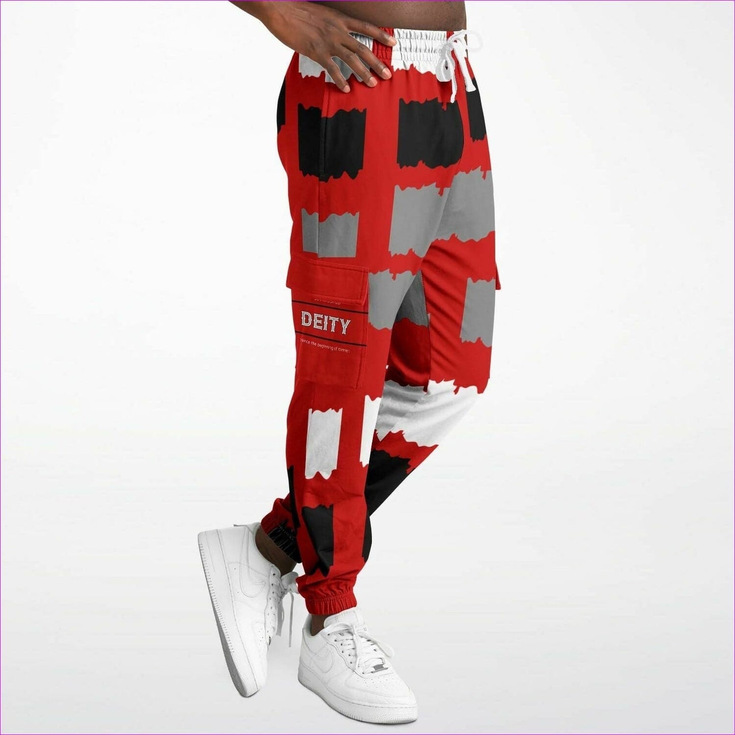 Deity Premium Cargo Sweatpants in Red - Fashion Cargo Sweatpants - AOP at TFC&H Co.