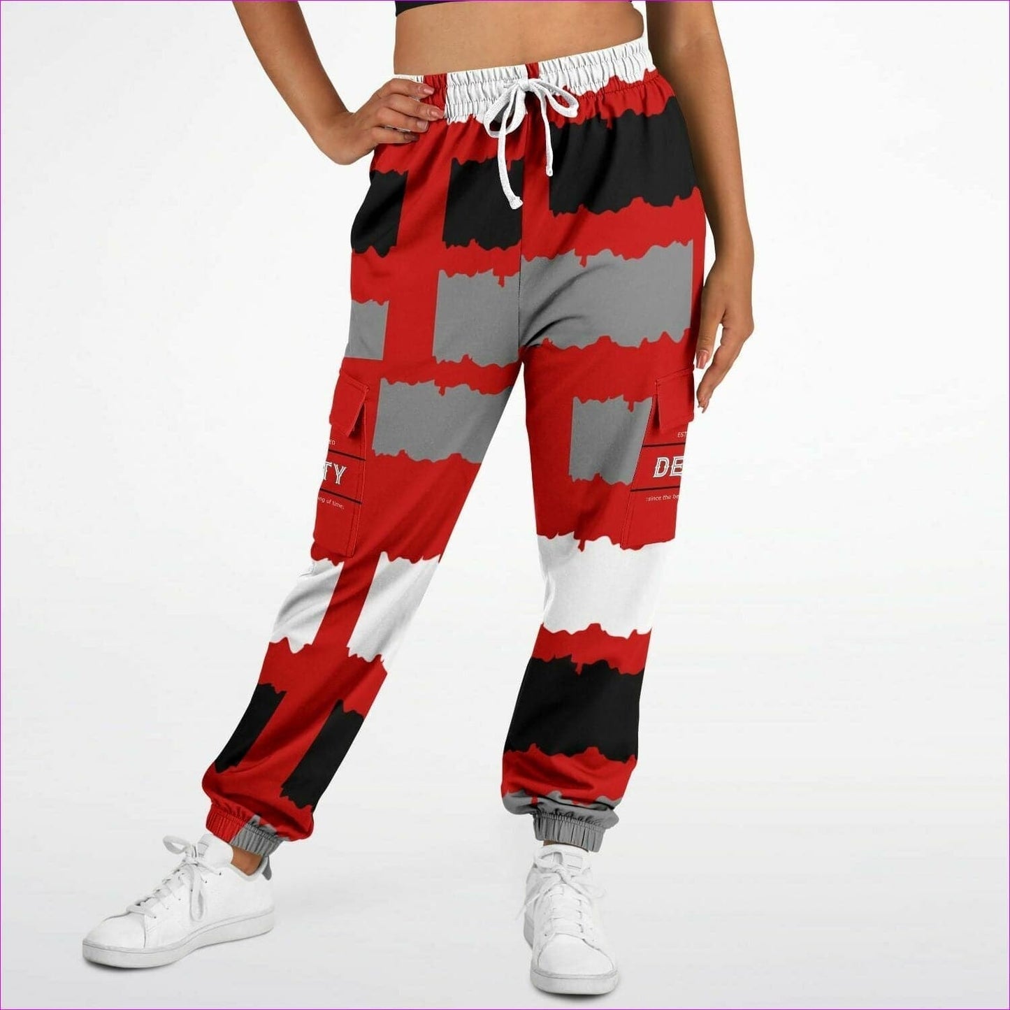 Deity Premium Cargo Sweatpants in Red - Fashion Cargo Sweatpants - AOP at TFC&H Co.