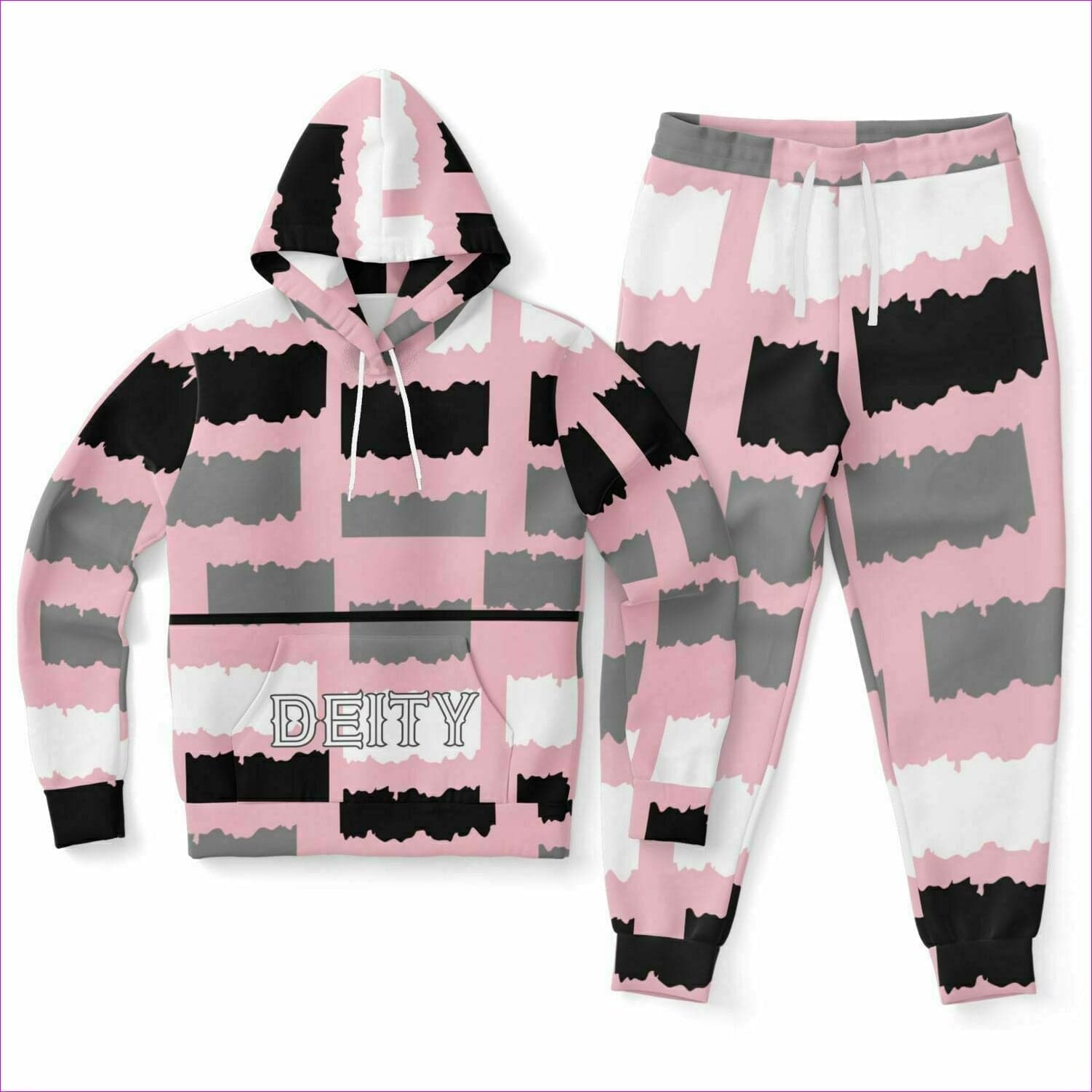 4XL - Deity Premium Fashion Womens Jogging Suit in Pink - Fashion Hoodie & Jogger - AOP at TFC&H Co.
