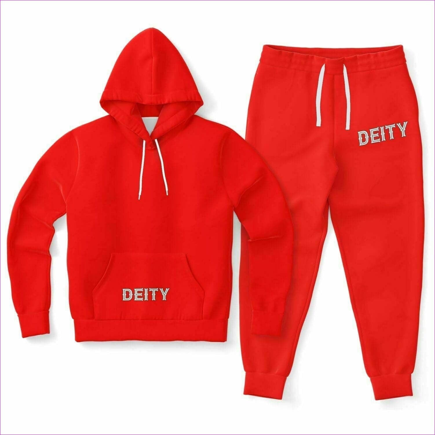 4XL - Deity Premium Red Athletic Jogging Suit - Athletic Hoodie & Jogger - AOP at TFC&H Co.