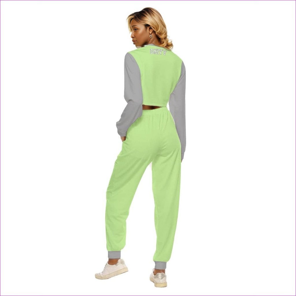 Green Deity Womens Crop Sweatshirt Set - women's sweatsuit at TFC&H Co.