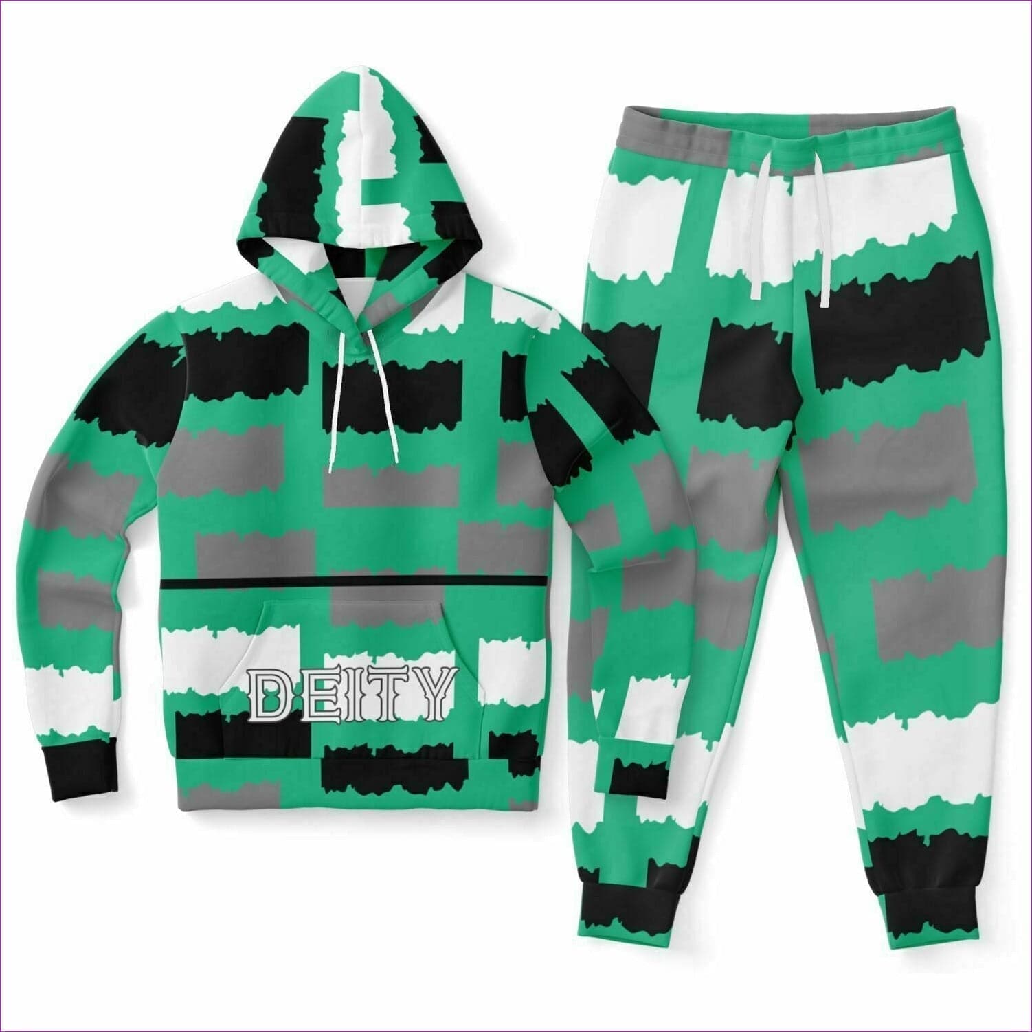 4XL - Deity Womens Premium Fashion Jogging Suit in Emerald - Fashion Hoodie & Jogger - AOP at TFC&H Co.