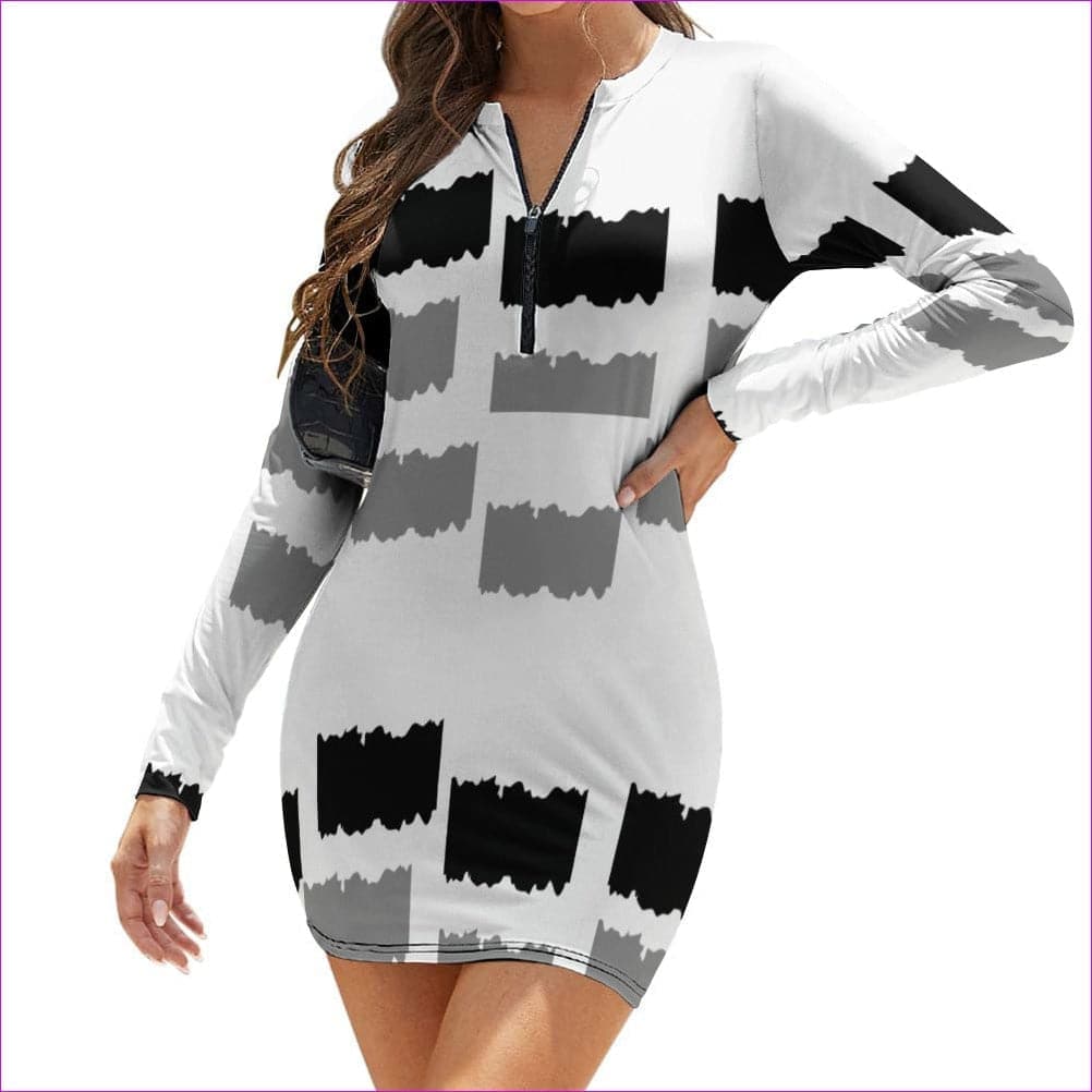 Deity Womens Zipper Long Sleeve Hip Dress - 3 options - women's dress at TFC&H Co.