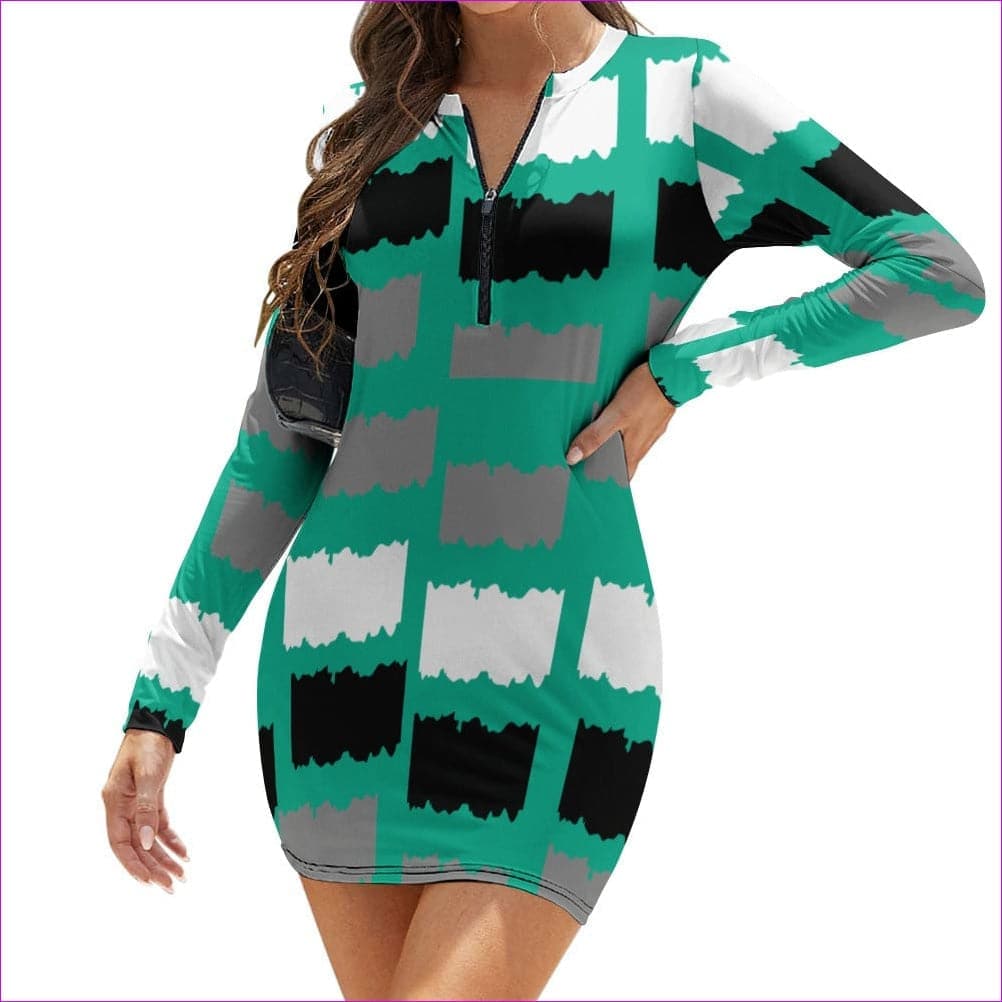Deity Womens Zipper Long Sleeve Hip Dress - 3 options - women's dress at TFC&H Co.