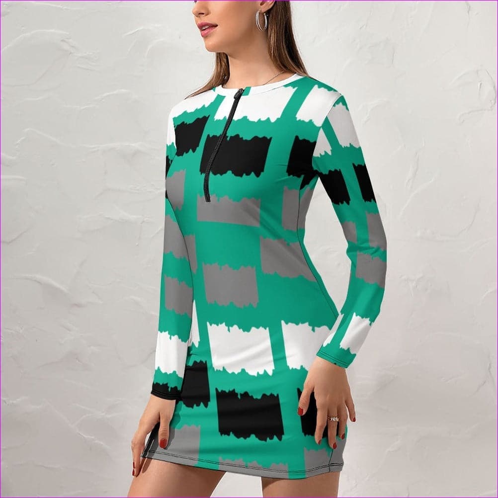 Deity Womens Zipper Long Sleeve Hip Dress - 3 options - women's dress at TFC&H Co.