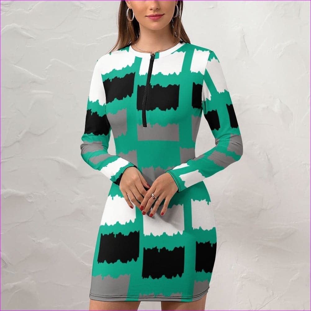 Deity Womens Zipper Long Sleeve Hip Dress - 3 options - women's dress at TFC&H Co.