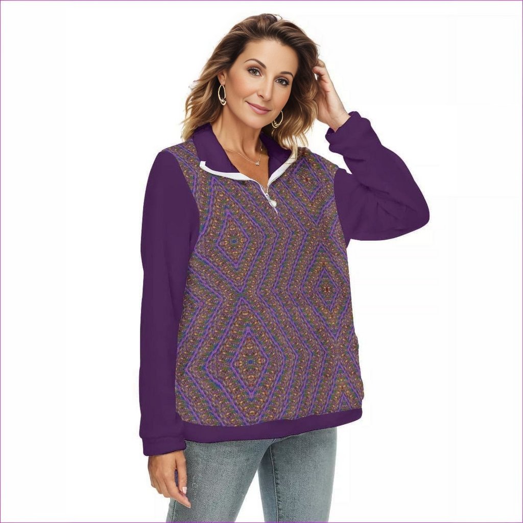 purple - Derma Womens Borg Sweatshirt With Half Zip - womens sweatshirt at TFC&H Co.