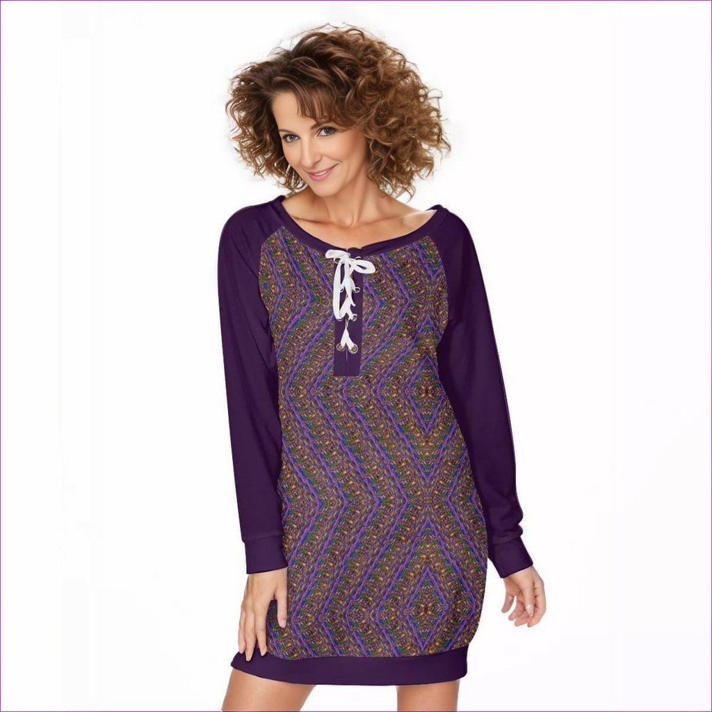 purple Derma Womens Lace-Up Sweatshirt - women's sweatshirt at TFC&H Co.