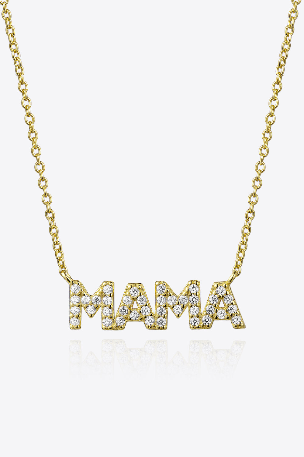 GOLD ONE SIZE - MAMA Zircon 925 Sterling Silver Necklace - necklace at TFC&H Co.