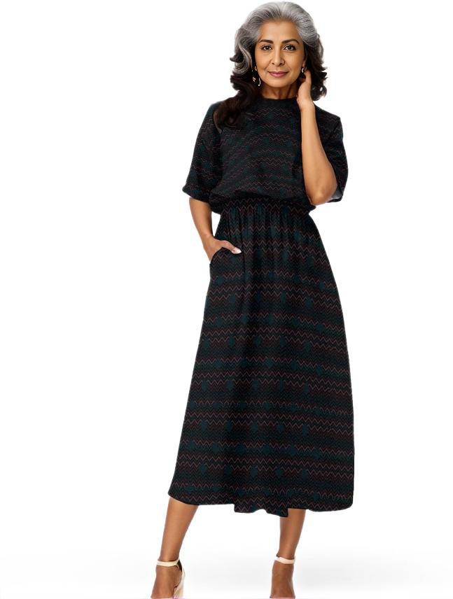 Black Easy Days Womens Elastic Waist Dress - Dark - women's dress at TFC&H Co.