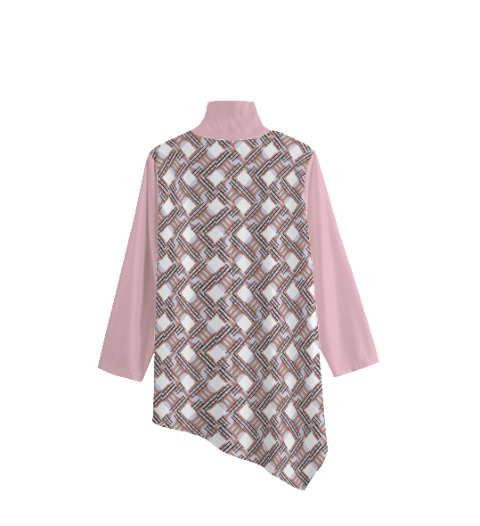 Eclectic Women's Turtleneck Top With Sloping Hem - women's shirt at TFC&H Co.