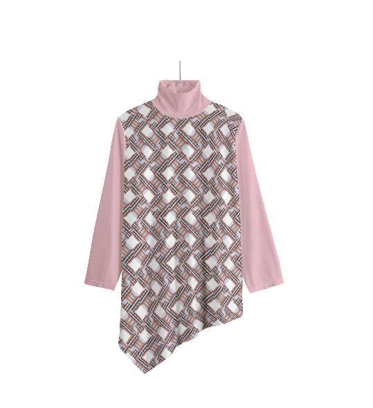 Eclectic Women's Turtleneck Top With Sloping Hem - women's shirt at TFC&H Co.