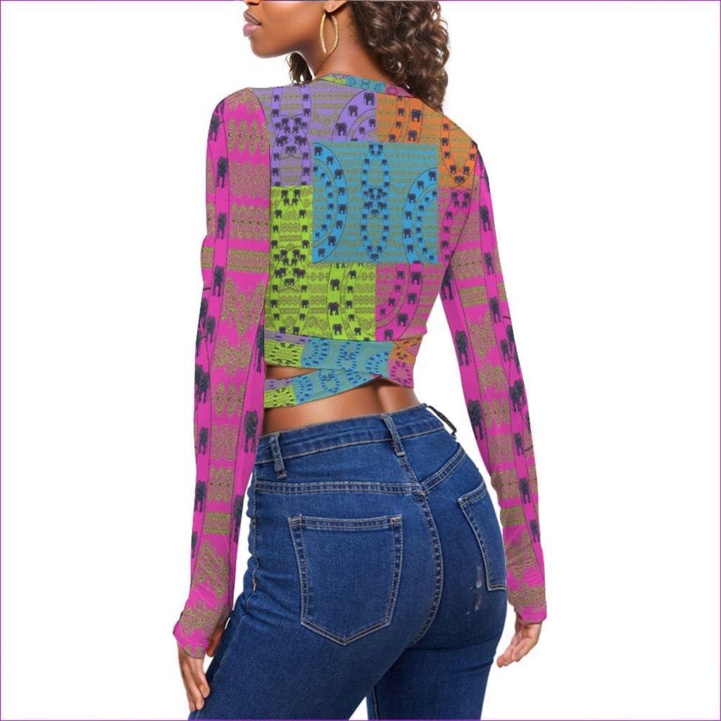 Elegant Elephant Womens Strappy Long Sleeve Cropped Top - women's crop top at TFC&H Co.
