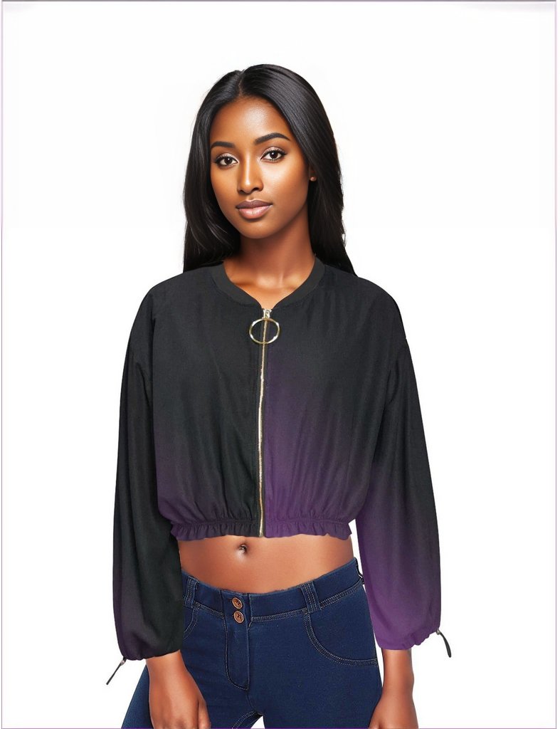 fade Women's Chiffon Cropped Jacket (Model H30) Fade Womens Chiffon Cropped Jacket 2 variations - women's jacket at TFC&H Co.